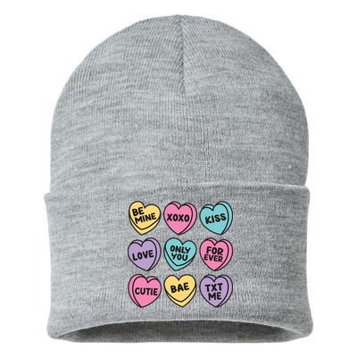 Candy Sweet Hearts Love Valentines Day Sustainable Knit Beanie