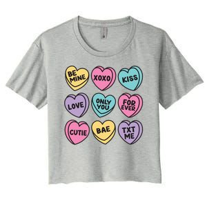 Candy Sweet Hearts Love Valentines Day Women's Crop Top Tee