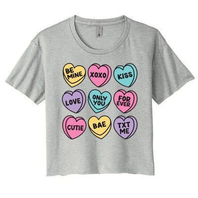 Candy Sweet Hearts Love Valentines Day Women's Crop Top Tee