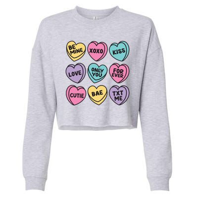 Candy Sweet Hearts Love Valentines Day Cropped Pullover Crew