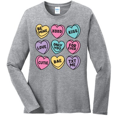 Candy Sweet Hearts Love Valentines Day Ladies Long Sleeve Shirt