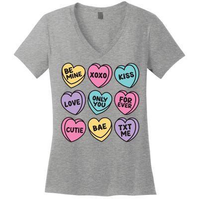Candy Sweet Hearts Love Valentines Day Women's V-Neck T-Shirt