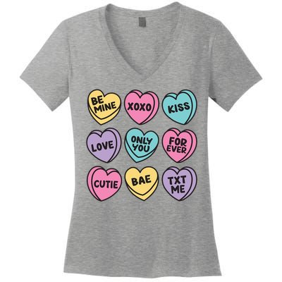 Candy Sweet Hearts Love Valentines Day Women's V-Neck T-Shirt