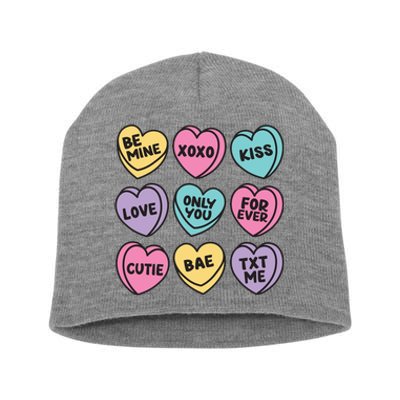 Candy Sweet Hearts Love Valentines Day Short Acrylic Beanie