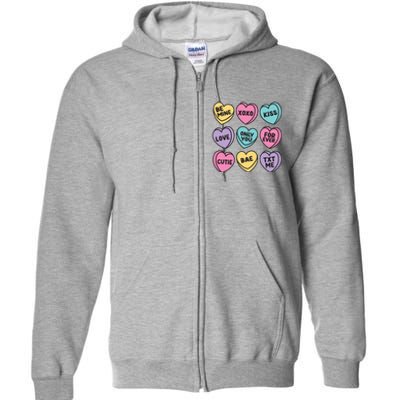 Candy Sweet Hearts Love Valentines Day Full Zip Hoodie