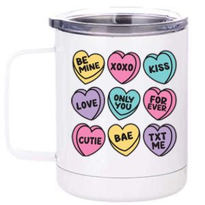 Candy Sweet Hearts Love Valentines Day 12 oz Stainless Steel Tumbler Cup