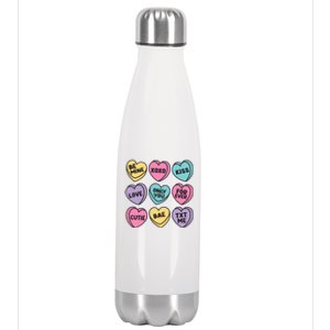 Candy Sweet Hearts Love Valentines Day Stainless Steel Insulated Water Bottle