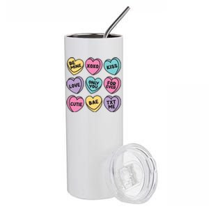 Candy Sweet Hearts Love Valentines Day Stainless Steel Tumbler