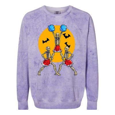 Cheerleading Skeleton Halloween Cheer Skeleton Cheerleader Colorblast Crewneck Sweatshirt