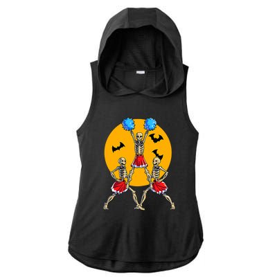 Cheerleading Skeleton Halloween Cheer Skeleton Cheerleader Ladies PosiCharge Tri-Blend Wicking Draft Hoodie Tank