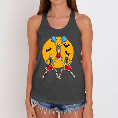 Cheerleading Skeleton Halloween Cheer Skeleton Cheerleader Women's Knotted Racerback Tank