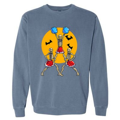 Cheerleading Skeleton Halloween Cheer Skeleton Cheerleader Garment-Dyed Sweatshirt