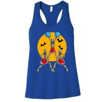 Cheerleading Skeleton Halloween Cheer Skeleton Cheerleader Women's Racerback Tank