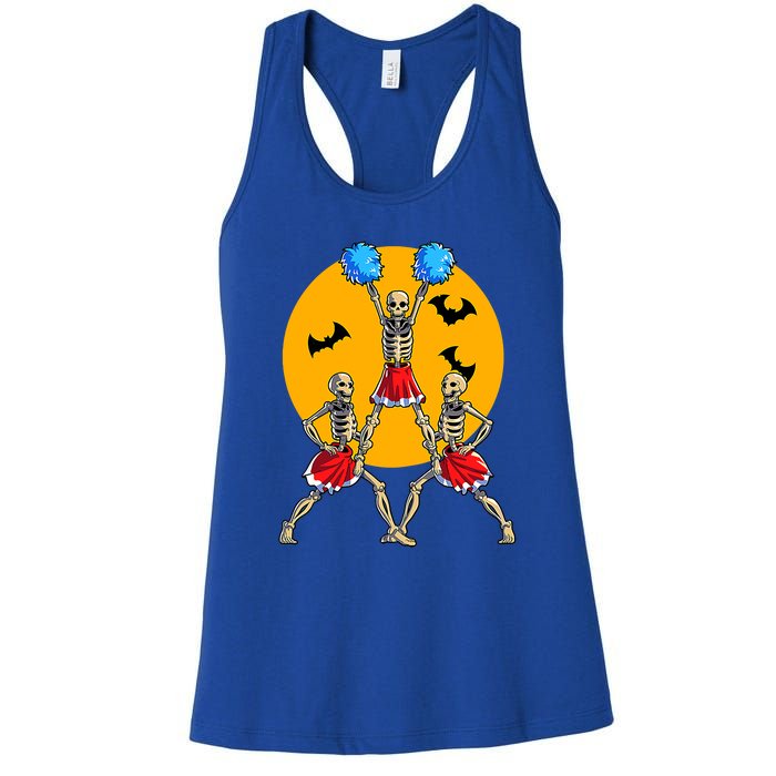 Cheerleading Skeleton Halloween Cheer Skeleton Cheerleader Women's Racerback Tank