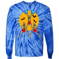 Cheerleading Skeleton Halloween Cheer Skeleton Cheerleader Tie-Dye Long Sleeve Shirt