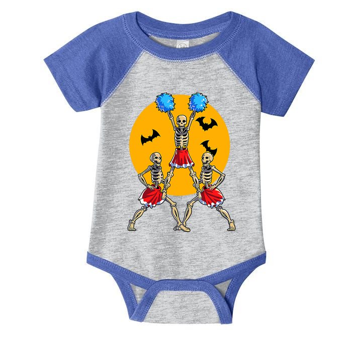 Cheerleading Skeleton Halloween Cheer Skeleton Cheerleader Infant Baby Jersey Bodysuit