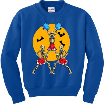 Cheerleading Skeleton Halloween Cheer Skeleton Cheerleader Kids Sweatshirt