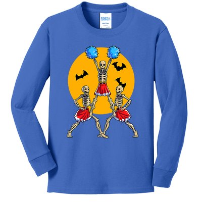 Cheerleading Skeleton Halloween Cheer Skeleton Cheerleader Kids Long Sleeve Shirt