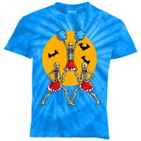 Cheerleading Skeleton Halloween Cheer Skeleton Cheerleader Kids Tie-Dye T-Shirt