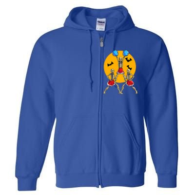 Cheerleading Skeleton Halloween Cheer Skeleton Cheerleader Full Zip Hoodie