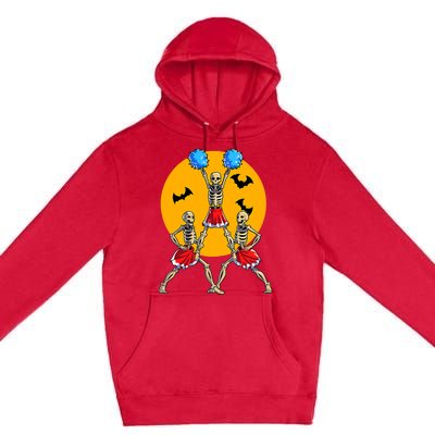 Cheerleading Skeleton Halloween Cheer Skeleton Cheerleader Premium Pullover Hoodie