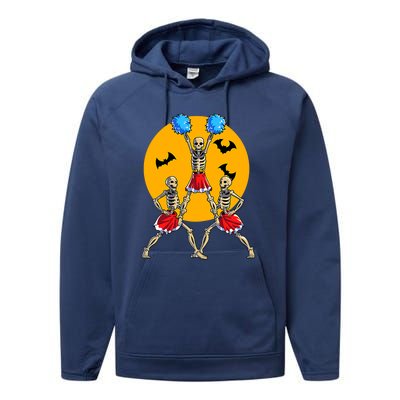 Cheerleading Skeleton Halloween Cheer Skeleton Cheerleader Performance Fleece Hoodie