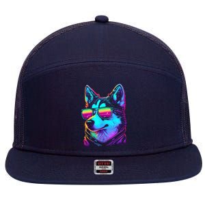 Cool Siberian Husky T Gifts for Boy & Girl 7 Panel Mesh Trucker Snapback Hat