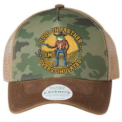 Country Side Hold On Partner Im Overstimulated Cowboy Frog Legacy Tie Dye Trucker Hat