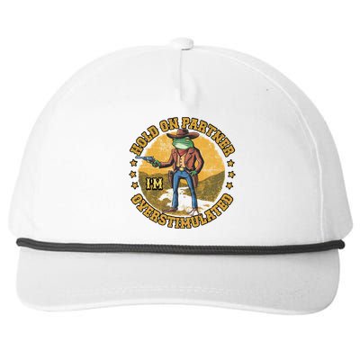 Country Side Hold On Partner Im Overstimulated Cowboy Frog Snapback Five-Panel Rope Hat