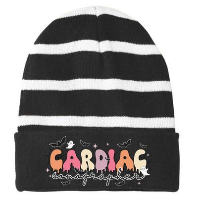 Cardiac Sonographer Halloween Ghosts Echocardiographers Striped Beanie with Solid Band