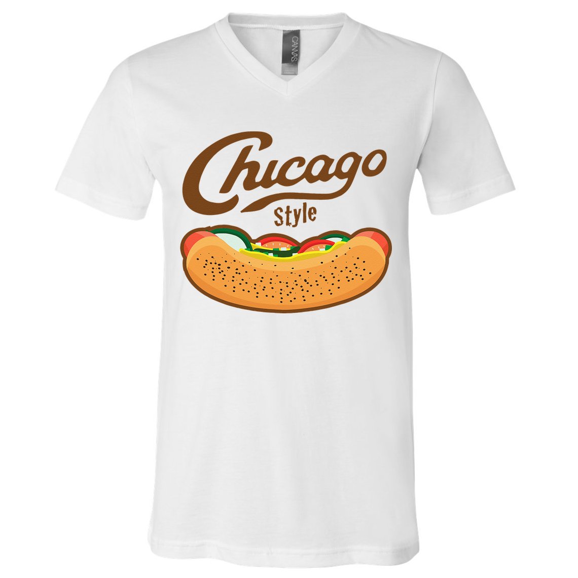 Chicago Style Hot Dog Summer V-Neck T-Shirt