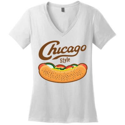 Chicago Style Hot Dog Summer Women's V-Neck T-Shirt