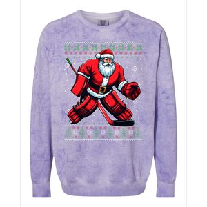 Christmas Santa Hockey Goalie Ugly Christmas Sweater Cool Gift Colorblast Crewneck Sweatshirt