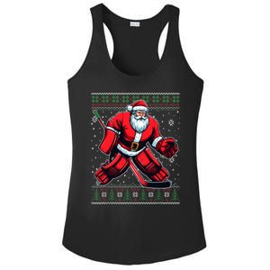 Christmas Santa Hockey Goalie Ugly Christmas Sweater Cool Gift Ladies PosiCharge Competitor Racerback Tank