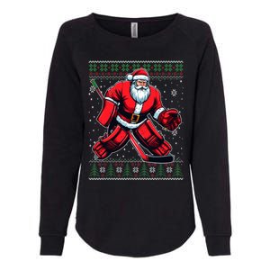 Christmas Santa Hockey Goalie Ugly Christmas Sweater Cool Gift Womens California Wash Sweatshirt