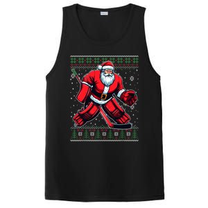 Christmas Santa Hockey Goalie Ugly Christmas Sweater Cool Gift PosiCharge Competitor Tank