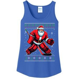 Christmas Santa Hockey Goalie Ugly Christmas Sweater Cool Gift Ladies Essential Tank