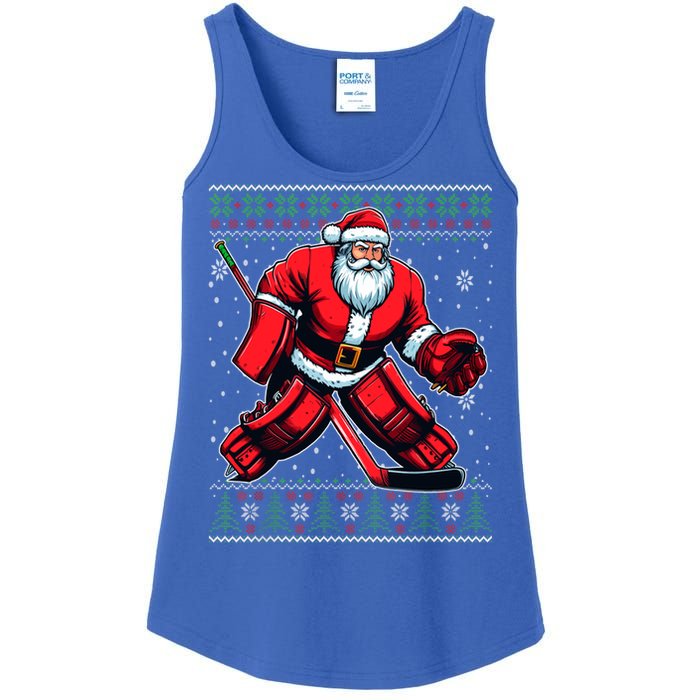 Christmas Santa Hockey Goalie Ugly Christmas Sweater Cool Gift Ladies Essential Tank