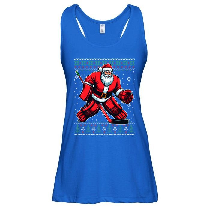 Christmas Santa Hockey Goalie Ugly Christmas Sweater Cool Gift Ladies Essential Flowy Tank