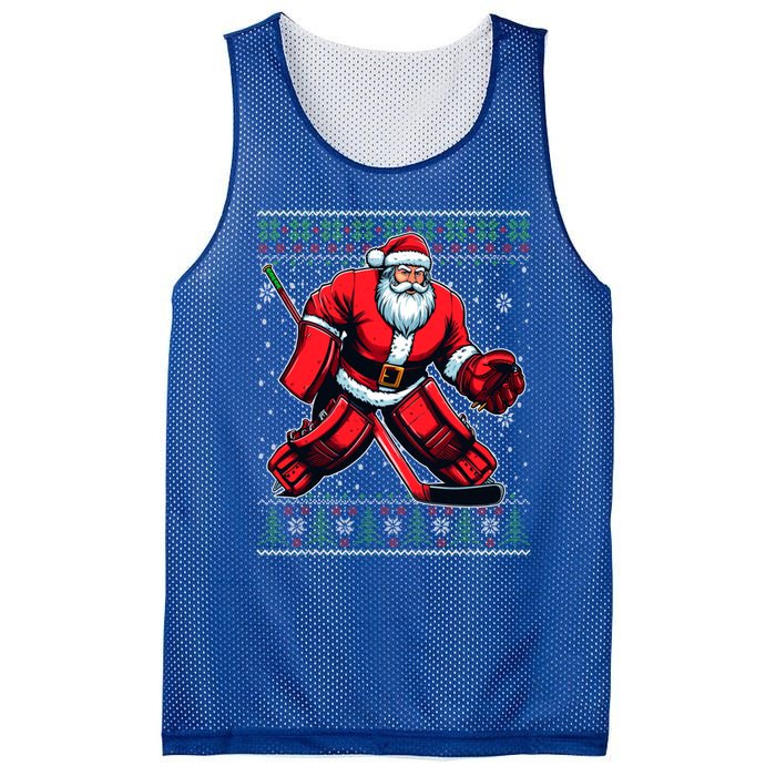 Christmas Santa Hockey Goalie Ugly Christmas Sweater Cool Gift Mesh Reversible Basketball Jersey Tank