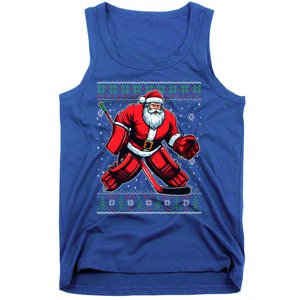 Christmas Santa Hockey Goalie Ugly Christmas Sweater Cool Gift Tank Top