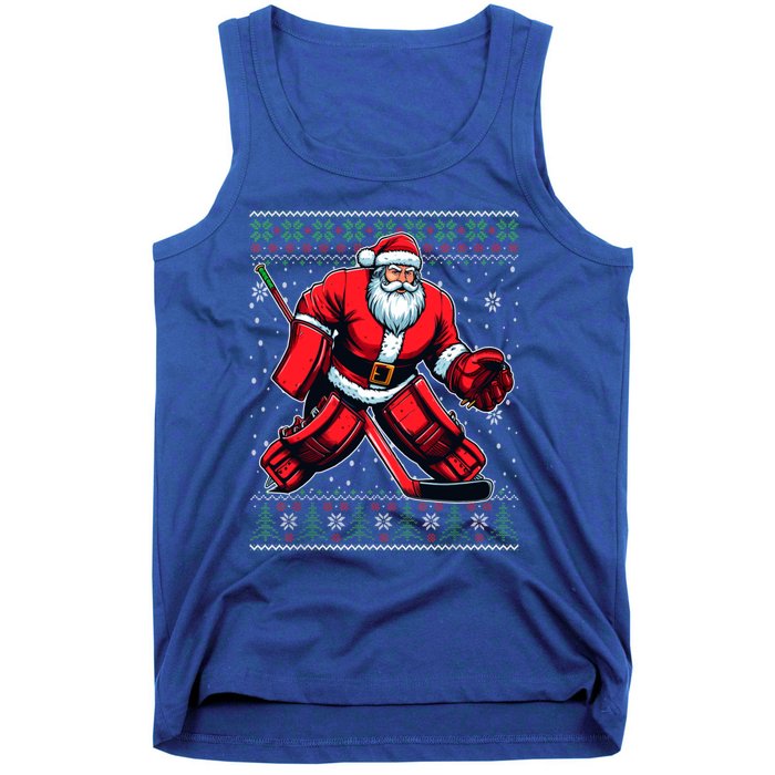 Christmas Santa Hockey Goalie Ugly Christmas Sweater Cool Gift Tank Top