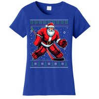 Christmas Santa Hockey Goalie Ugly Christmas Sweater Cool Gift Women's T-Shirt