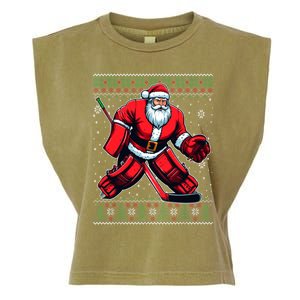 Christmas Santa Hockey Goalie Ugly Christmas Sweater Cool Gift Garment-Dyed Women's Muscle Tee