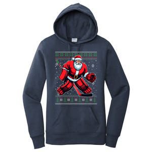 Christmas Santa Hockey Goalie Ugly Christmas Sweater Cool Gift Women's Pullover Hoodie