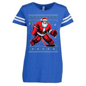 Christmas Santa Hockey Goalie Ugly Christmas Sweater Cool Gift Enza Ladies Jersey Football T-Shirt