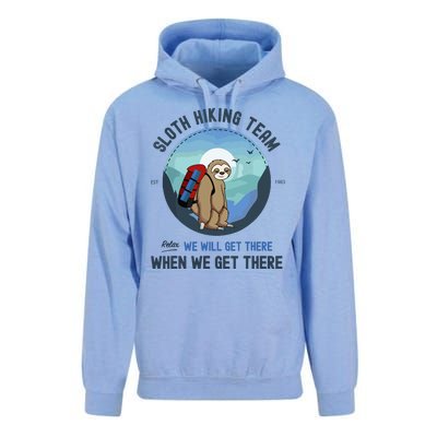 Cute Sloth Hiking Team Relax We Will Get There Gift Sloth Hiking Unisex Surf Hoodie