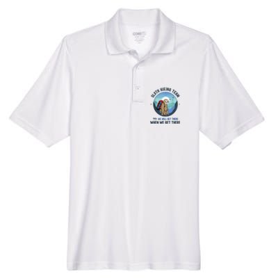 Cute Sloth Hiking Team Relax We Will Get There Gift Sloth Hiking Men's Origin Performance Pique Polo