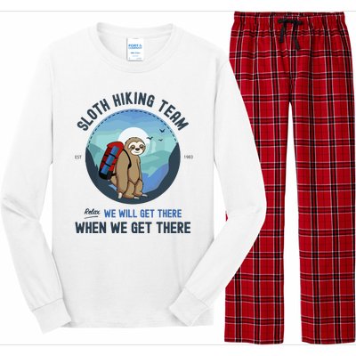 Cute Sloth Hiking Team Relax We Will Get There Gift Sloth Hiking Long Sleeve Pajama Set