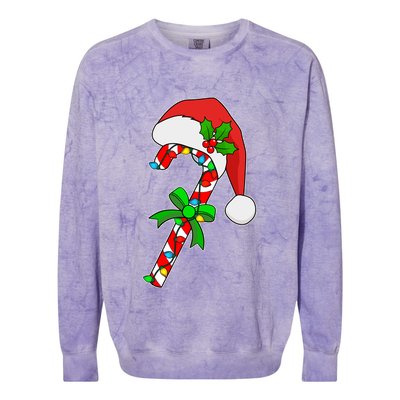 Christmas Santa Hat Candy Cane Colorblast Crewneck Sweatshirt